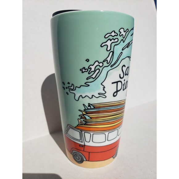 2021 Starbucks San Diego Micro-bus Travel Tumbler Cup Mug 12 oz Surf boards Lid - Picture 9 of 11